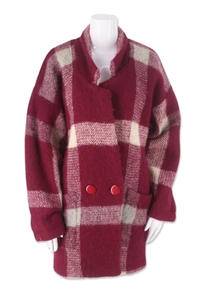 1980s Exaggerated Check Cardigan Sweater Coat Selected By Ritual Vintage
