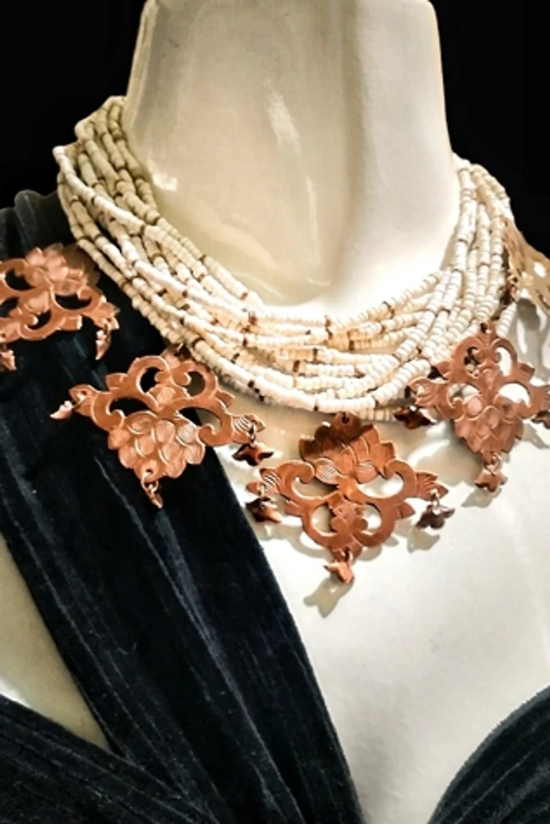 Antique Glass Copper and Brass Necklace Selected by Garbage Soup