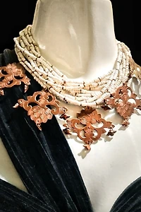 Antique Glass Copper and Brass Necklace Selected by Garbage Soup