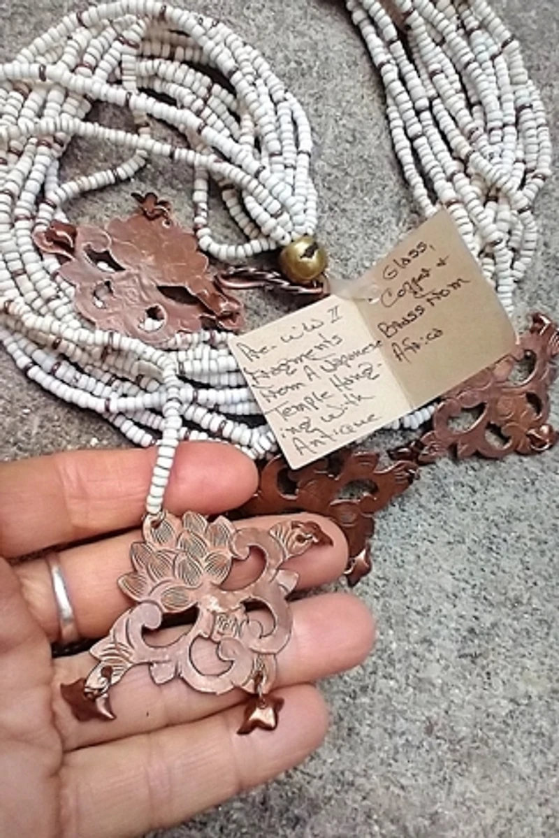 Antique Glass Copper and Brass Necklace Selected by Garbage Soup