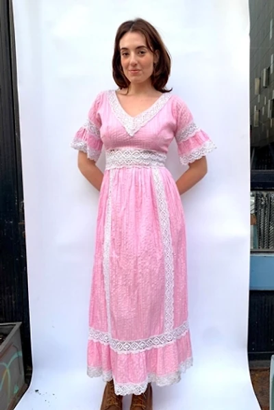 Vintage Bohemian Pink Lace Panel Dress Selected by Nomad Vintage