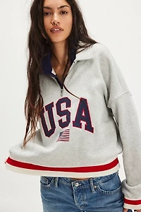 Chaser USA Rib Stripe Quarter Zip