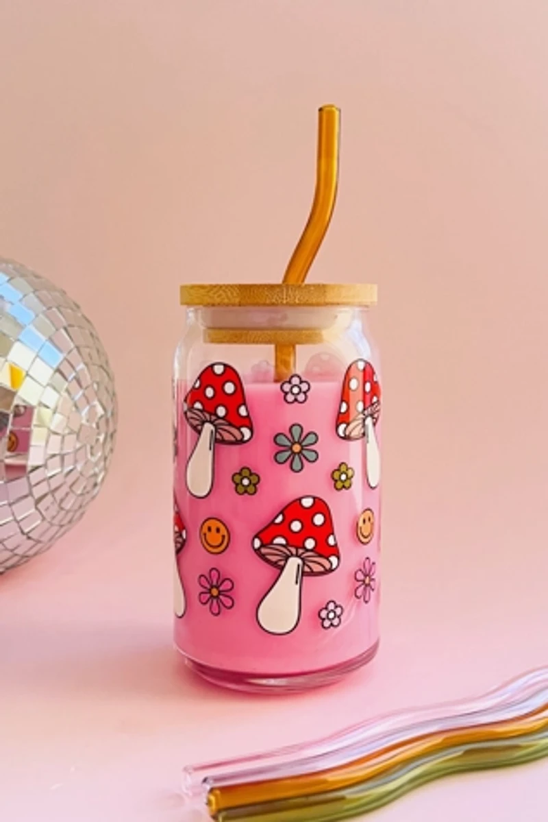 Golden Hour Designs Mushroom Hippie Vibes Glass Cup