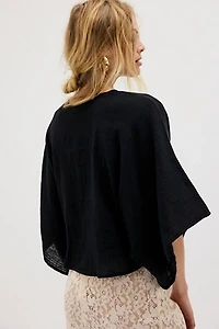 Linen Twist Front Crop Pullover