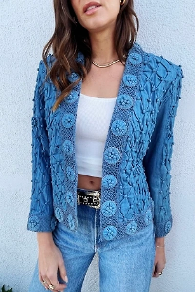 90s Textured Cotton Denim Jacket Selected by Madly Vintage