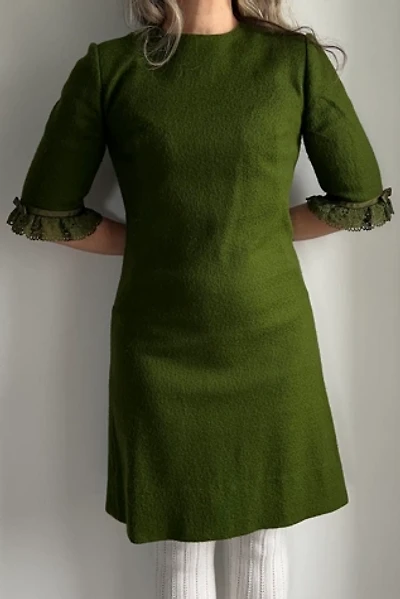 Vintage Wool Cocktail Dress with Ribbons and Lace Selected by KA.TL.AK