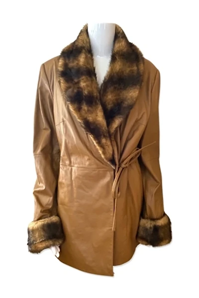 1990s Honey Leather And Faux Fur Jacket Selected By Ritual Vintage