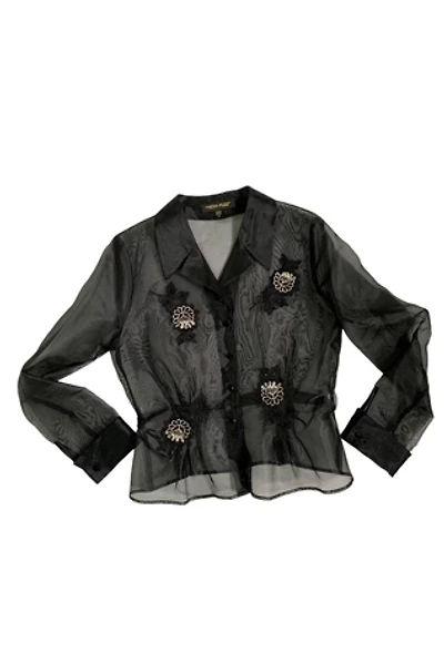 Vintage 1990s Sheer Embellished Organza Blouse Selected by SharpLilTeeth