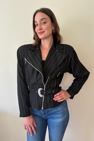 Vintage Black Pinstripe Cropped Jacket Selected by Picky Jane