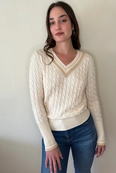 Vintage Cable Knit V-Neck Sweater Selected by Picky Jane