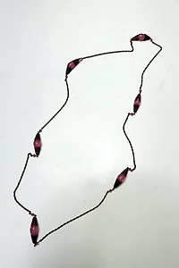 1960s Brass Chain and Pink Glass Bead Necklace Selected by Cherry