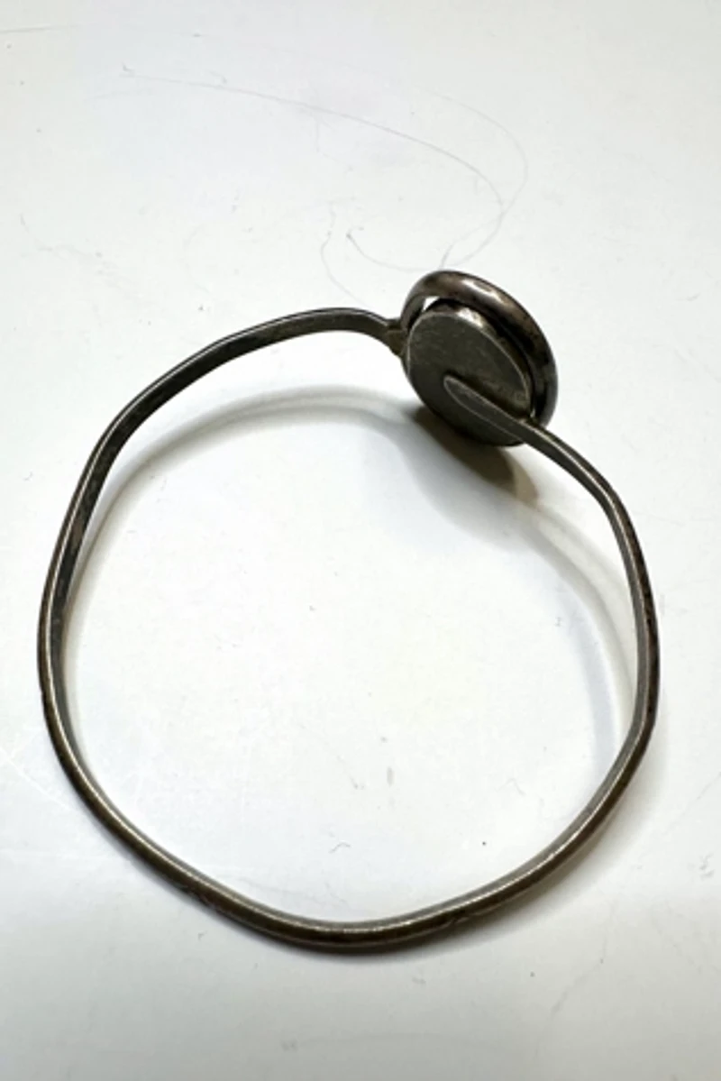 1970s Hand Wrought Sterling Silver Bracelet with Stone Selected by Cherry