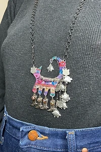 1980s Artisan Cats and Boots Kinetic Necklace Selected by Cherry
