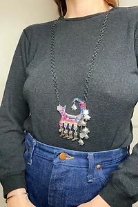 1980s Artisan Cats and Boots Kinetic Necklace Selected by Cherry