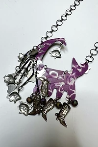 1980s Artisan Cats and Boots Kinetic Necklace Selected by Cherry