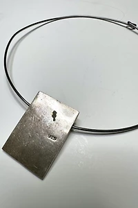 1970s Modernist Choker with Sterling Silver Square Pendant Selected by Cherry
