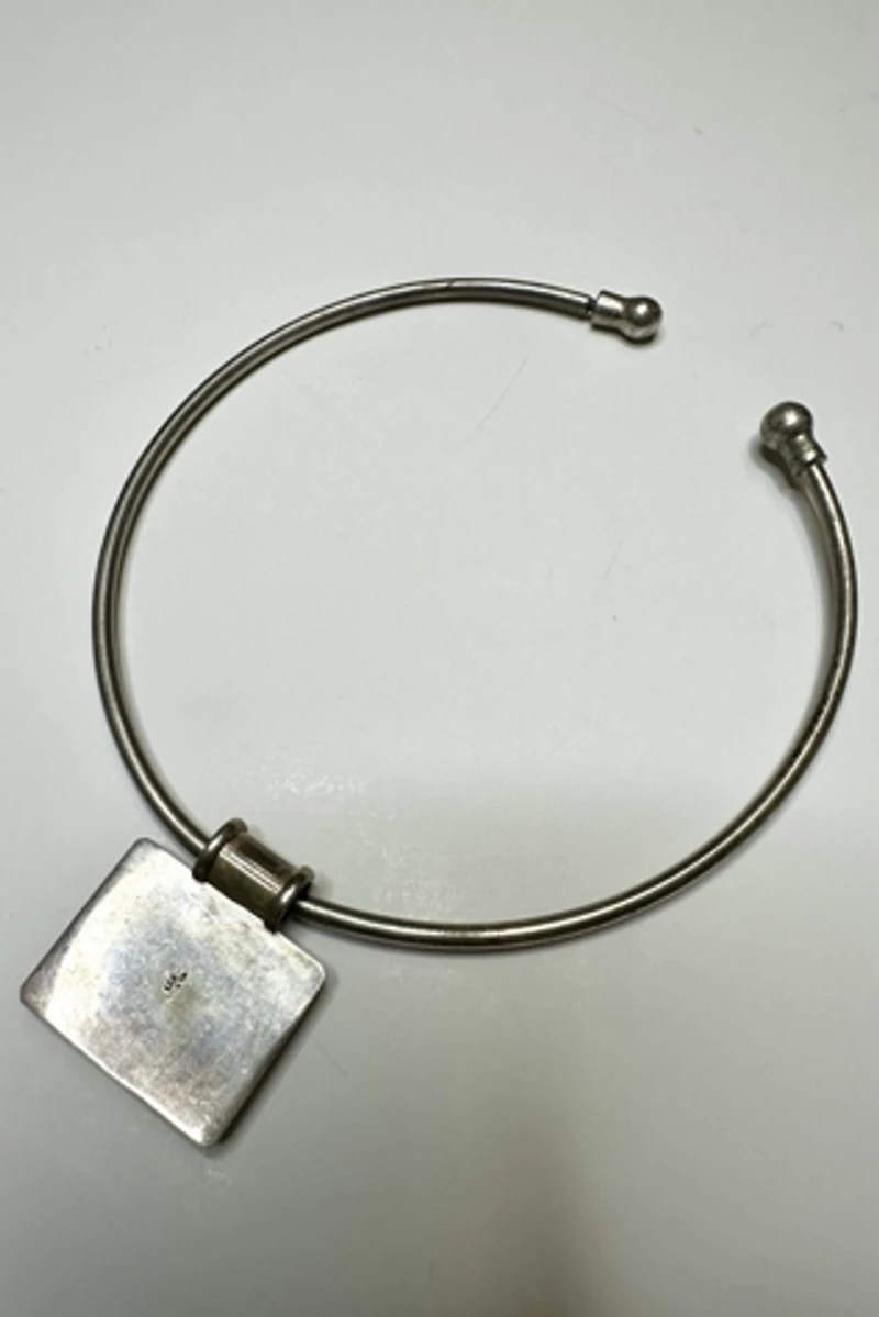 1970s Modernist Sterling Choker with Red Stone Pendant Selected by Cherry