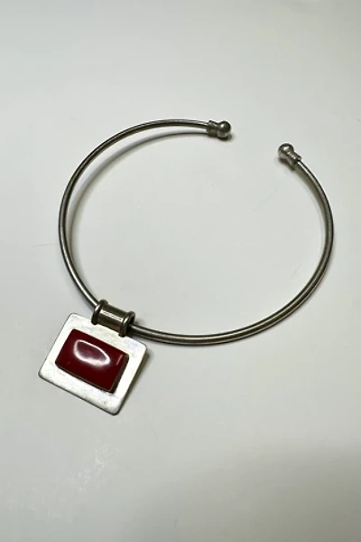 1970s Modernist Sterling Choker with Red Stone Pendant Selected by Cherry