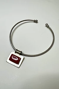 1970s Modernist Sterling Choker with Red Stone Pendant Selected by Cherry