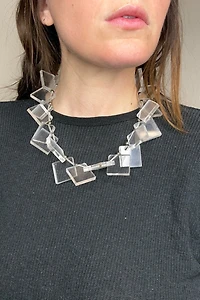 1980s Clear Acrylic Geometric Necklace Selected by Cherry