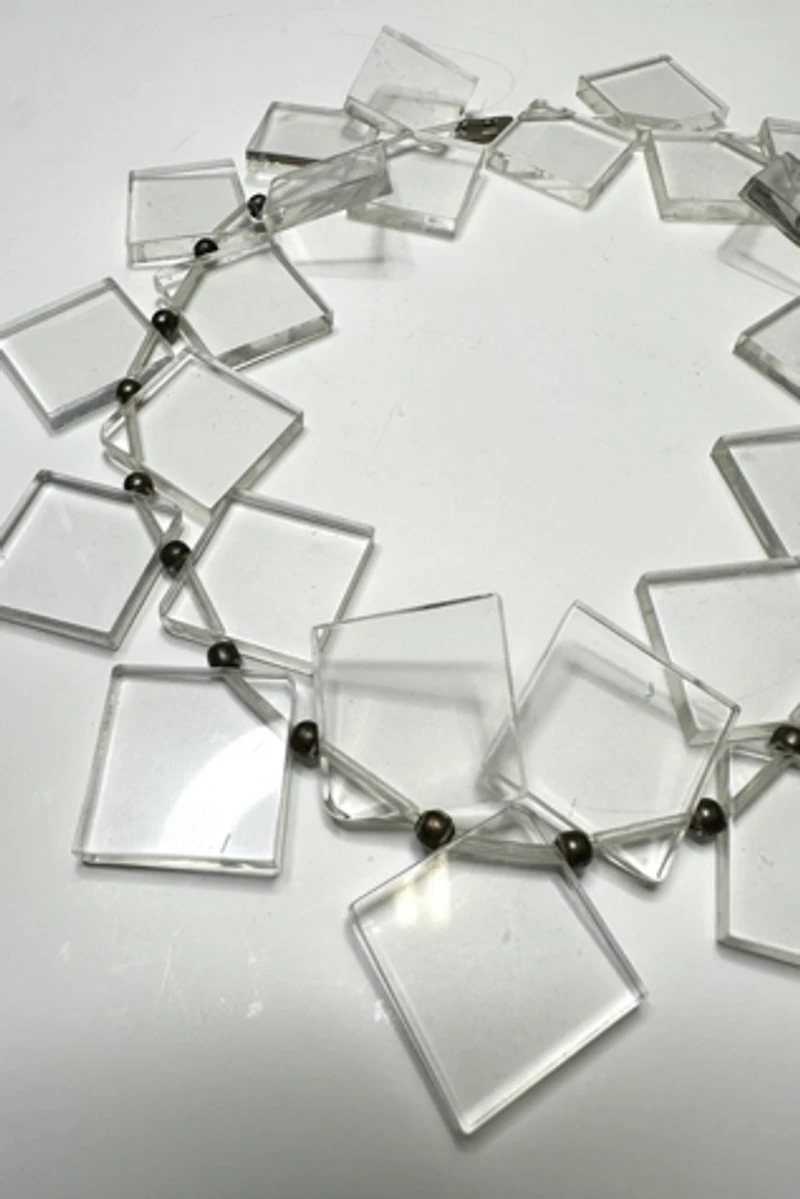 1980s Clear Acrylic Geometric Necklace Selected by Cherry