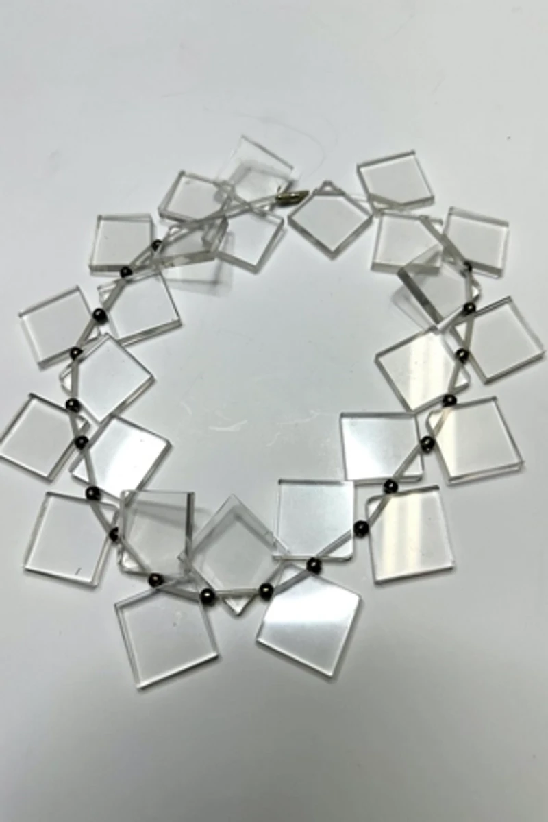 1980s Clear Acrylic Geometric Necklace Selected by Cherry
