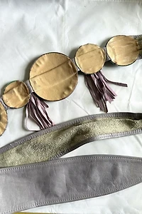 1980s Lavender Leather and metal Ring Belt with Tassels Selected by Cherry