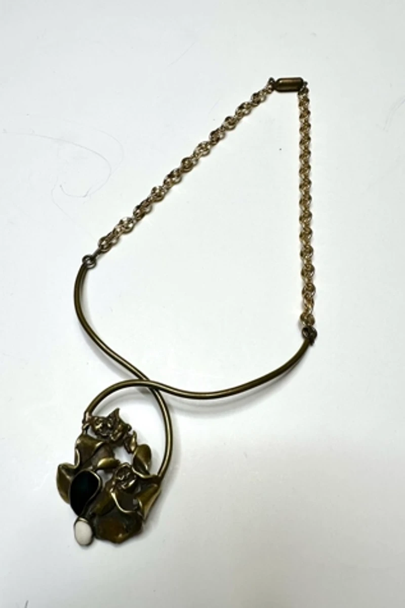 1970s Brass Brutalist Necklace with Pendant Selected by Cherry