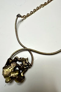 1970s Brass Brutalist Necklace with Pendant Selected by Cherry