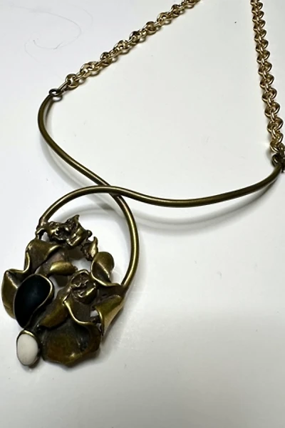 1970s Brass Brutalist Necklace with Pendant Selected by Cherry