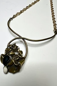 1970s Brass Brutalist Necklace with Pendant Selected by Cherry
