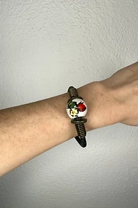 1970s Leather Bracelet with Ceramic Bead Selected by Cherry