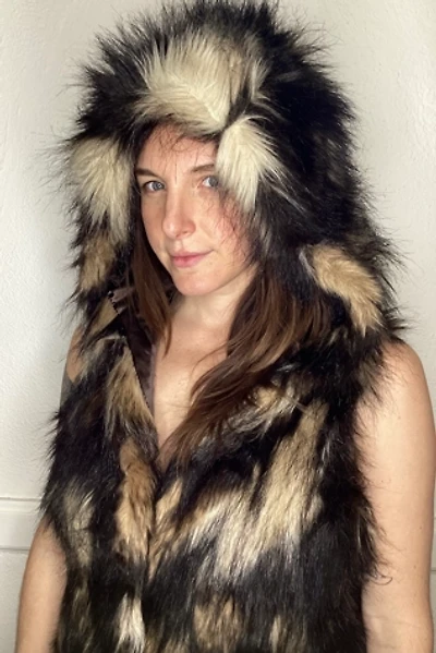 Vintage Y2K Faux Fur Hooded Vest Selected by Cherry