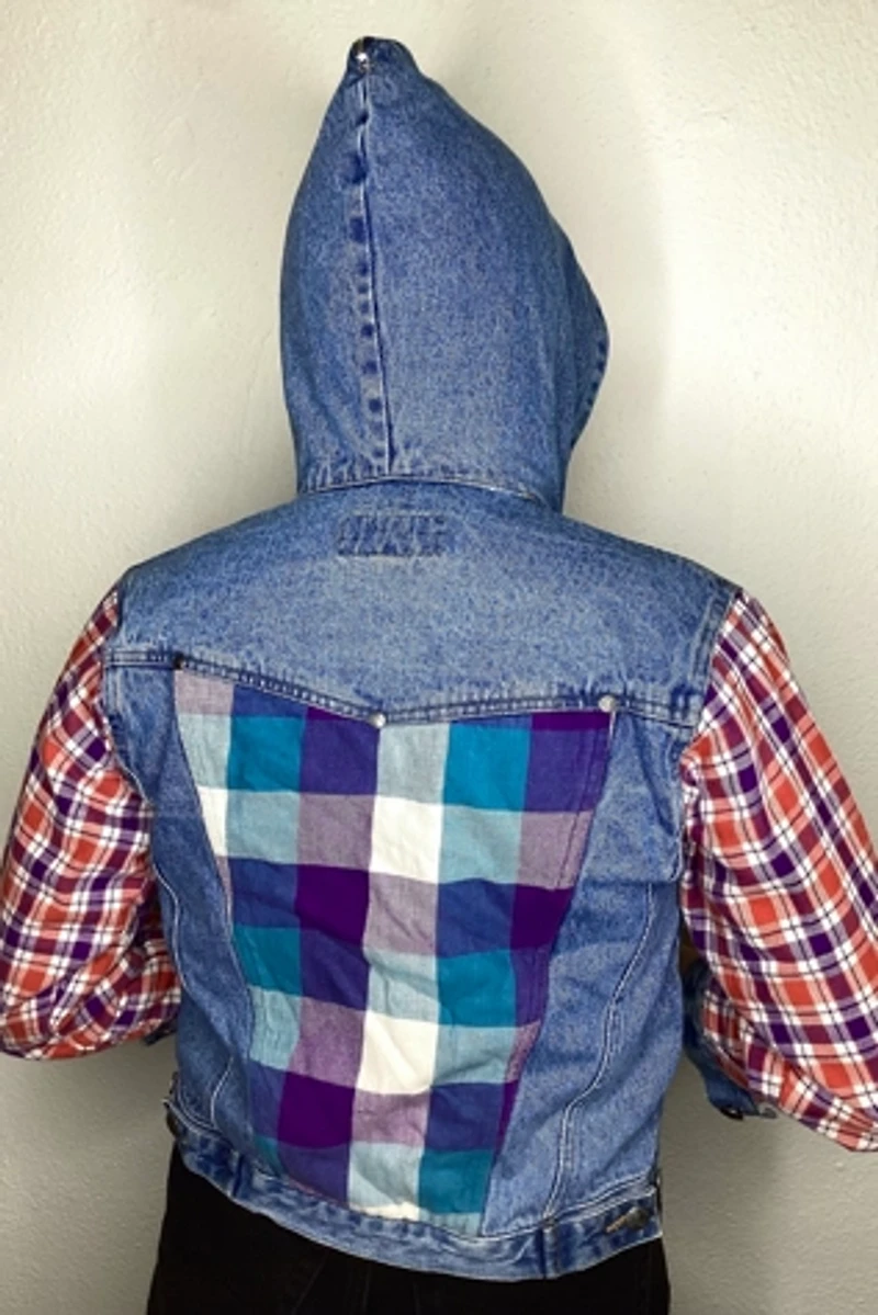 1990s Grunge Denim and Flannel Jacket Selected by Cherry