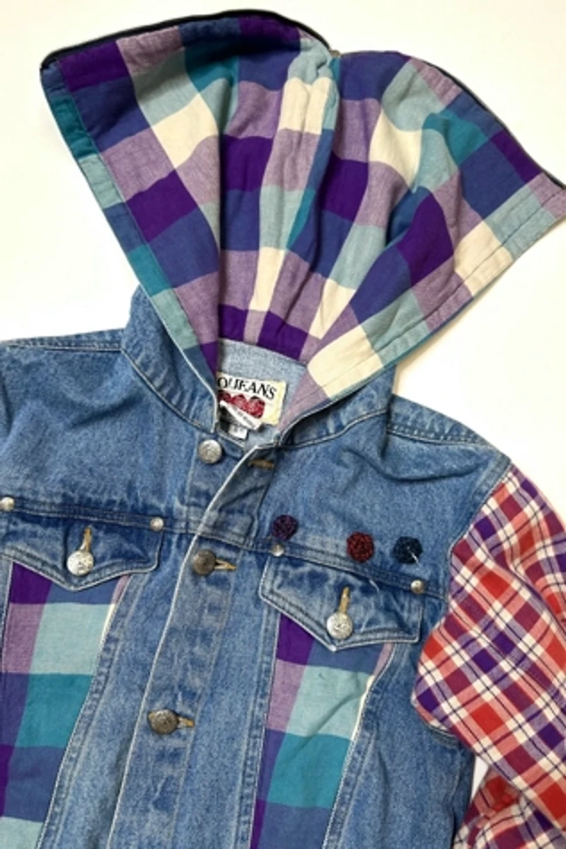 1990s Grunge Denim and Flannel Jacket Selected by Cherry