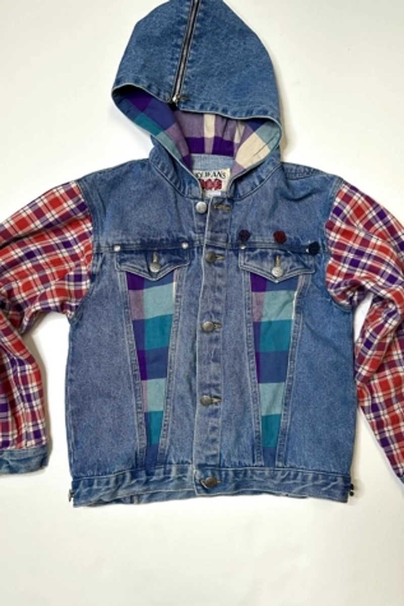 1990s Grunge Denim and Flannel Jacket Selected by Cherry