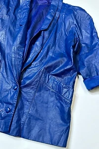 1980s Electric Blue Leather Blazer Selected by Cherry