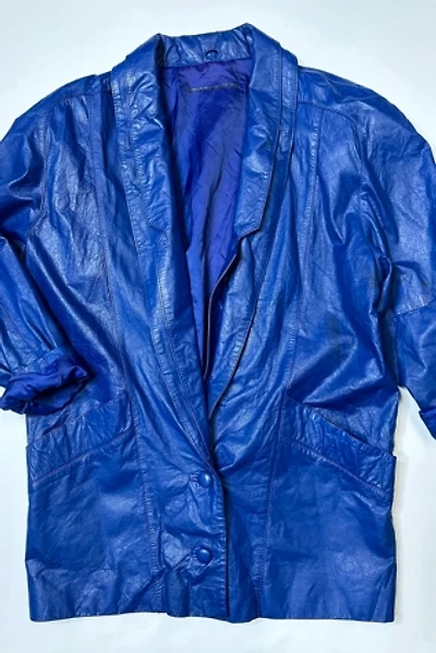 1980s Electric Blue Leather Blazer Selected by Cherry