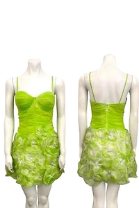 Y2K Lime Green Garden Party Dress Selected by BusyLady Baca & The Goods
