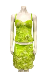 Y2K Lime Green Bouquet Skirt Selected by BusyLady Baca & The Goods
