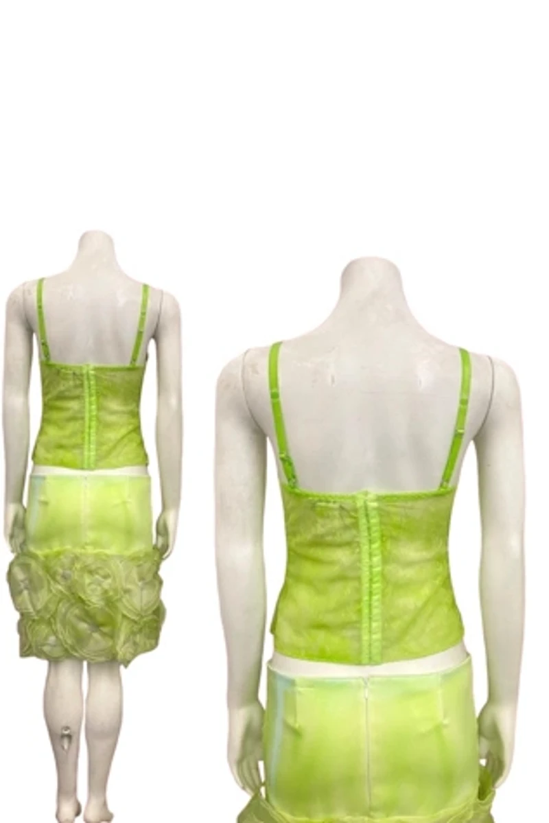 Y2K Lime Green Bouquet Skirt Selected by BusyLady Baca & The Goods