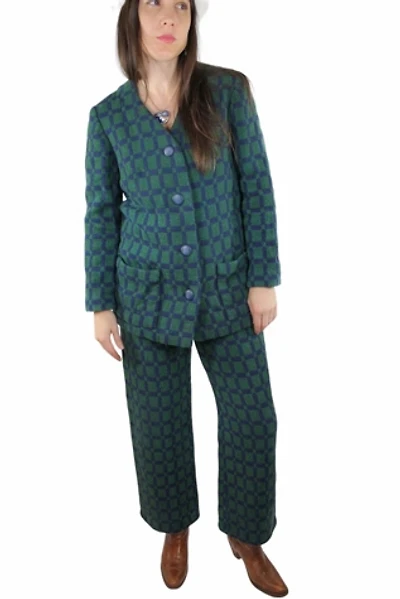1970s Handmade Plaid Pant Suit Set Selected By Moons + Junes Vintage