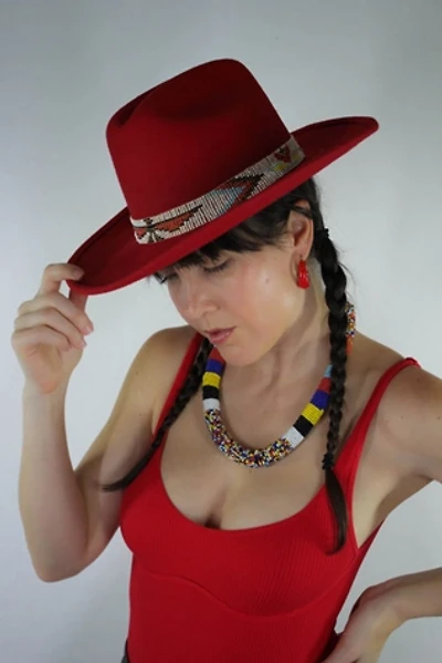 1980s Red Wool Bailey Ranger Western Cowboy Hat Selected By Moons + Junes Vintage