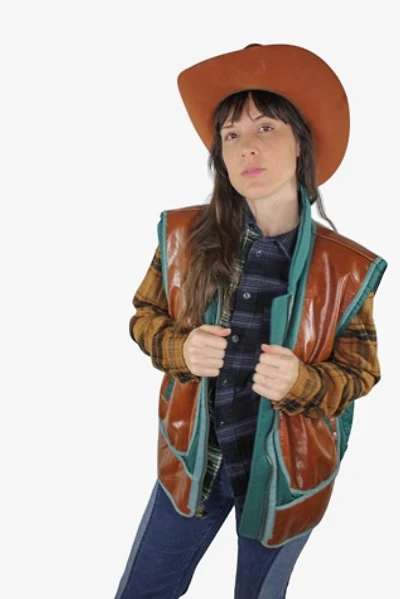 1970s Unisex Faux Leather Sporty Vest Selected By Moons + Junes Vintage