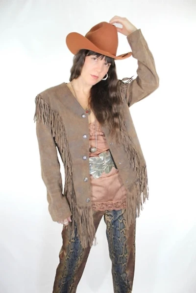 1980s Western Fringe Suede Leather Jacket Selected By Moons + Junes Vintage