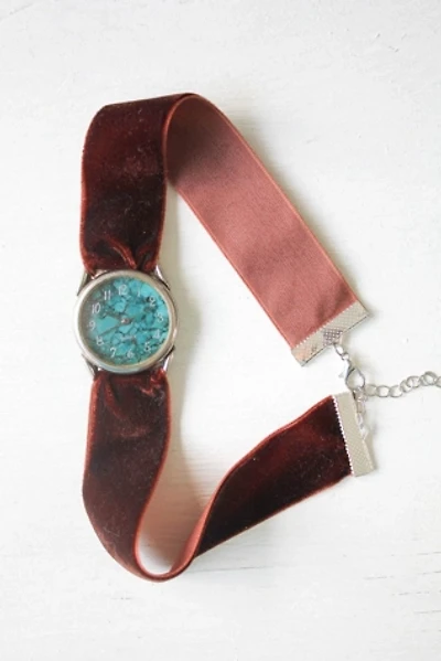 1980s Upcycled Turquoise Watch Velvet Choker Necklace Selected By Moons + Junes Vintage