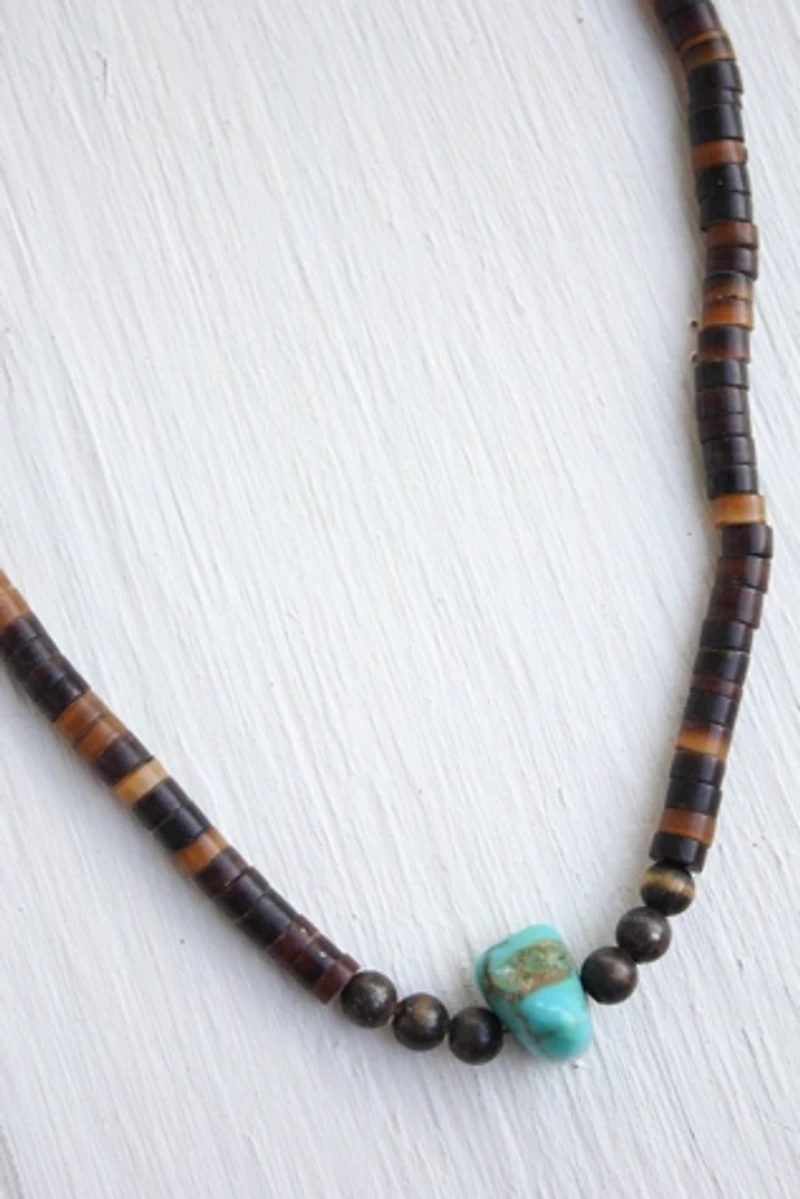 Vintage Turquoise Tigers Eye Beaded Necklace Selected By Moons + Junes Vintage