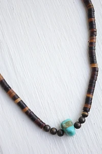 Vintage Turquoise Tigers Eye Beaded Necklace Selected By Moons + Junes Vintage