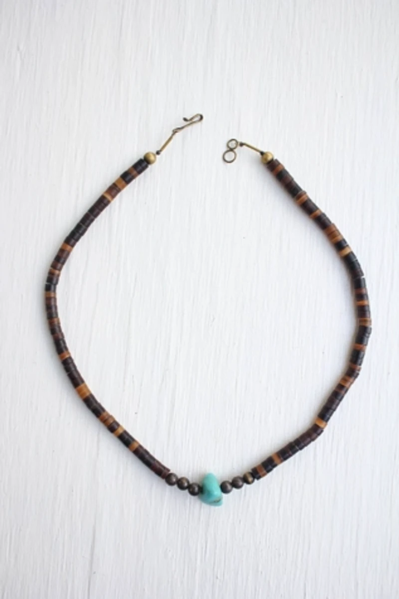 Vintage Turquoise Tigers Eye Beaded Necklace Selected By Moons + Junes Vintage