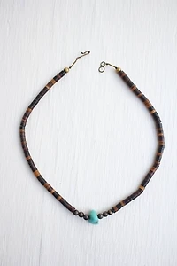 Vintage Turquoise Tigers Eye Beaded Necklace Selected By Moons + Junes Vintage